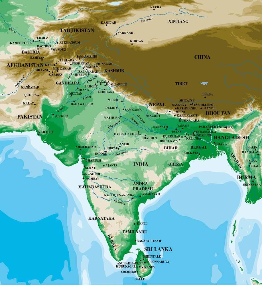 Map of Sri Lanka in relation to the Indian Ocean. © François Ory (CNRS).