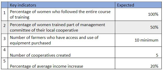 Key KPIs of Empowering women in Badulla district project © Renaissance Sri Lanka